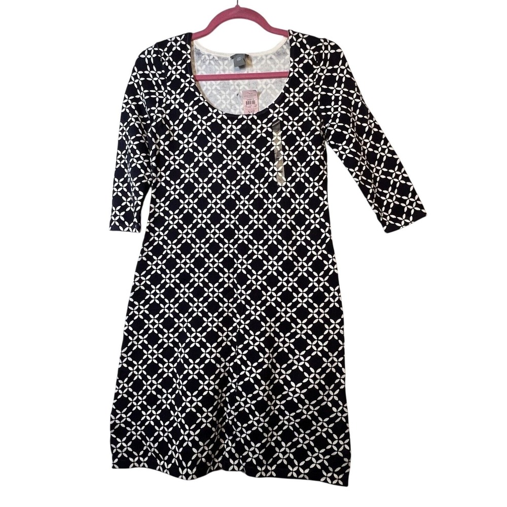 Ann Taylor Womens Sweater Dress XSP Navy Blue 3/4 Sleeve
